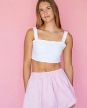 Load image into Gallery viewer, WHITE RUFFLE TRIM CROP TOP