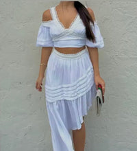 Load image into Gallery viewer, WHITE ASYMMETRICAL SKIRT