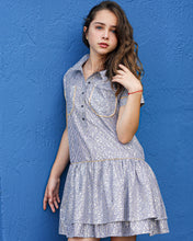 Load image into Gallery viewer, NAVY STRIPED BUTTON-UP DRESS