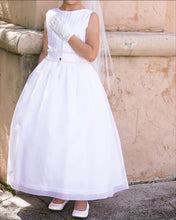 Load image into Gallery viewer, WHITE ORGANZA PIN-TUCK COMMUNION DRESS