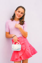 Load image into Gallery viewer, FUCHSIA RUFFLE DENIM SKIRT