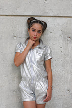 Load image into Gallery viewer, SILVER METALLIC ROMPER