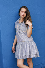 Load image into Gallery viewer, NAVY STRIPED BUTTON-UP DRESS