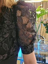 Load image into Gallery viewer, BLACK METALLIC LACE JUMPSUIT