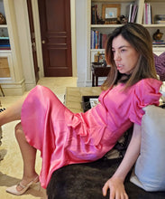 Load image into Gallery viewer, FUCHSIA RUFFLED MAXI DRESS