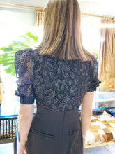 Load image into Gallery viewer, BLACK METALLIC LACE JUMPSUIT