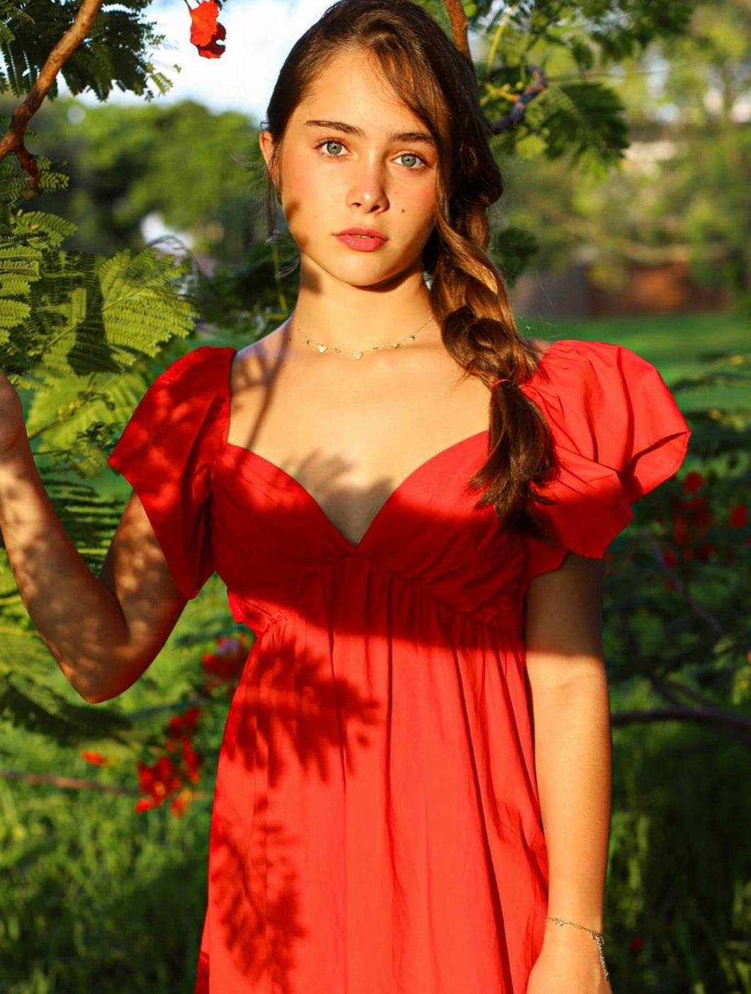 RED OPEN BACK DRESS