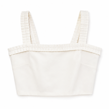 Load image into Gallery viewer, WHITE RUFFLE TRIM CROP TOP
