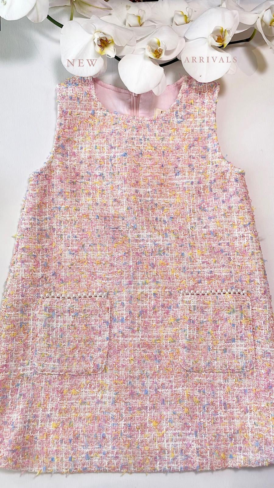 PINK MULTI TWEED DRESS