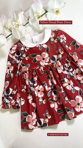 RED VELVET FLORAL DRESS