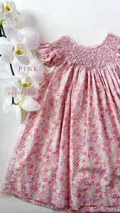 PINK FLORAL SMOCKED DRESS