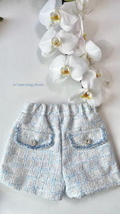 BLUE TWEED SHORT SET