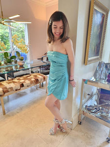 AQUAMARINE SATIN MINI DRESS