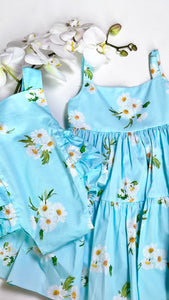 TEAL TIERED DAISY DRESS