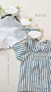 STRIPED TEAL SHORT SET