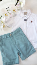 Load image into Gallery viewer, TEAL|WHITE SHORT SET
