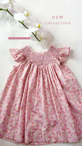 PINK FLORAL SMOCKED DRESS