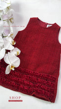 Load image into Gallery viewer, RED TWEED RUFFLED TRIM DRESS
