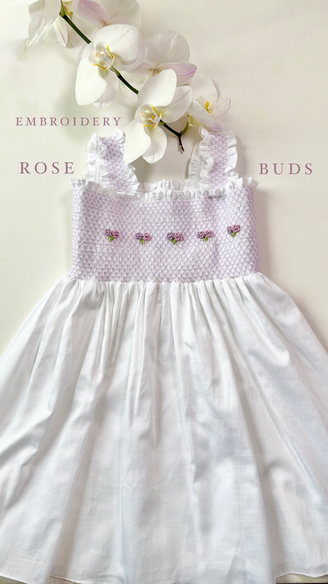 LILAC SMOCKED EMBROIDERY DRESS