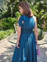 Load image into Gallery viewer, TEAL HALTER CHIFFON DRESS
