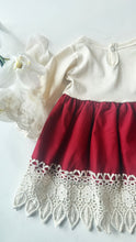 Load image into Gallery viewer, IVORY|RED LACE EMBROIDERY DRESS
