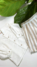 Load image into Gallery viewer, IVORY|CAMEL STRIPED SHORT SET
