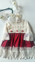 Load image into Gallery viewer, IVORY|RED LACE EMBROIDERY DRESS
