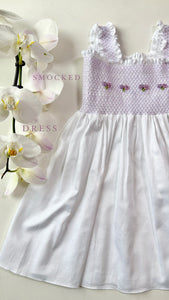 LILAC SMOCKED EMBROIDERY DRESS