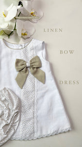 TAN FLORAL PRINT BOW DRESS