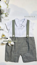 Load image into Gallery viewer, SAGE SUSPEDENDER ROMPER
