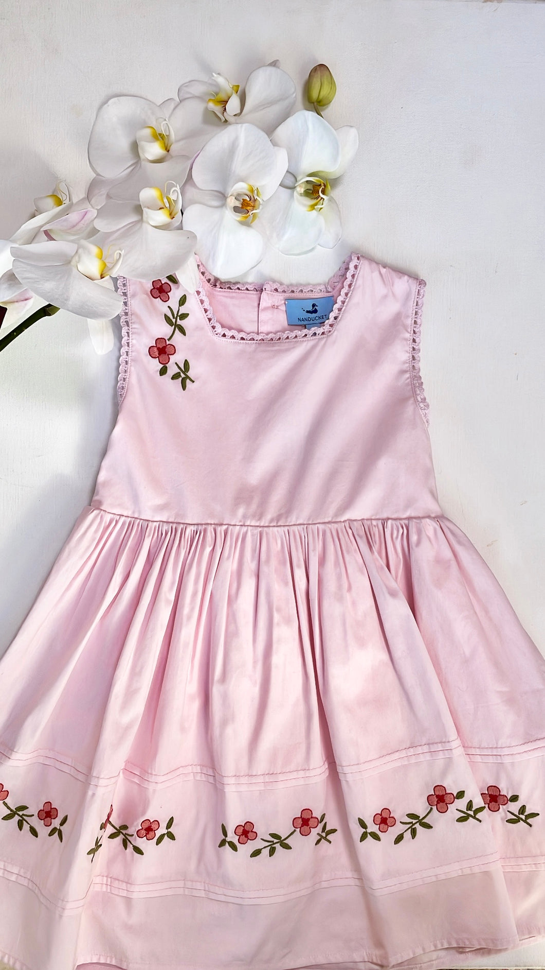 PINK ROSE EMBROIDERED DRESS