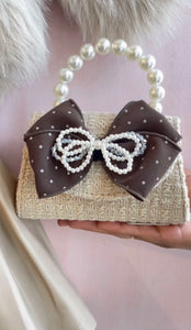 TWEED MOCHA BOW PURSE