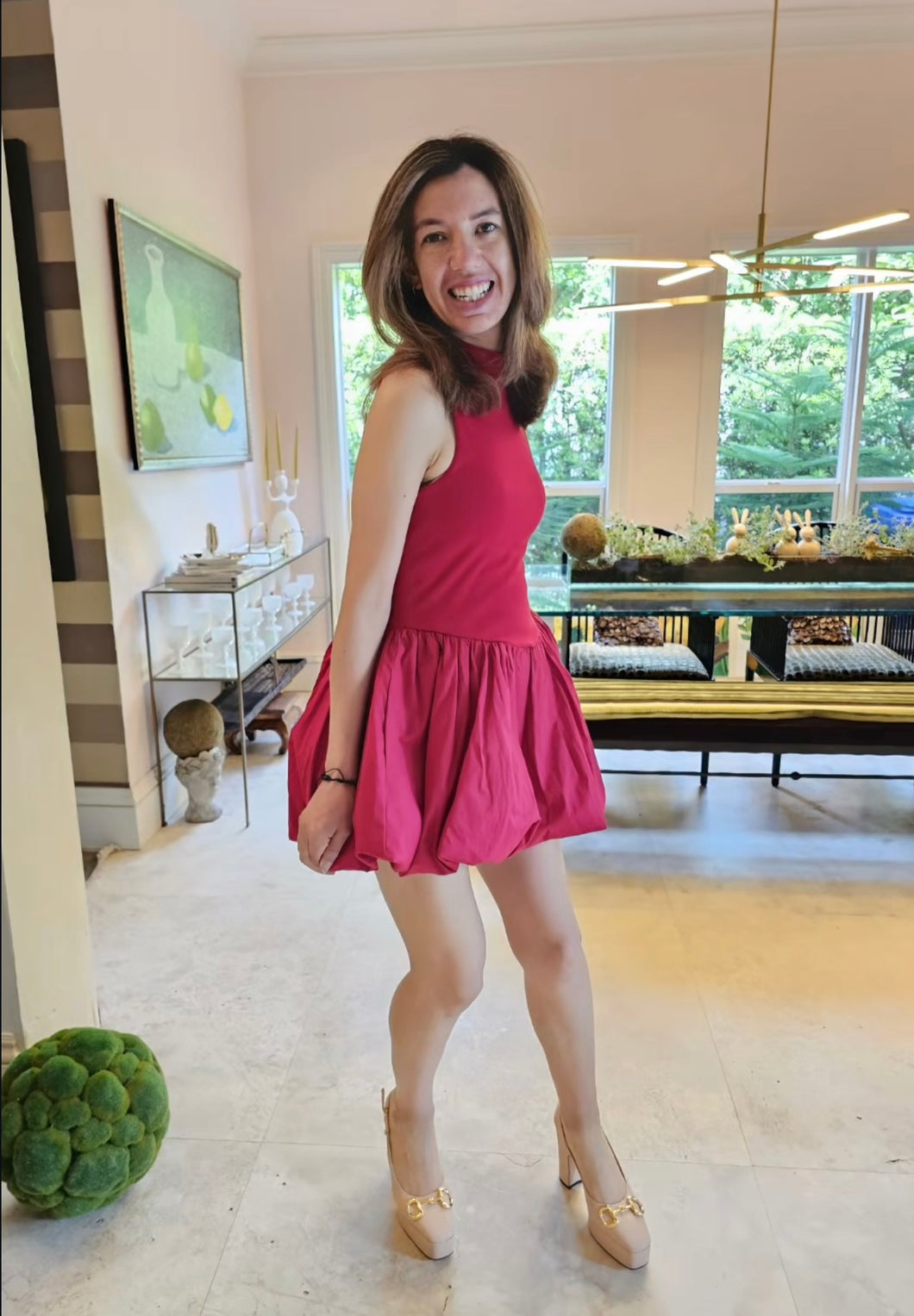 RED BUBBLE MINI DRESS