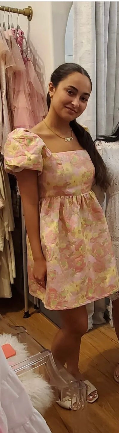 PINK FLOWER BABYDOLL DRESS