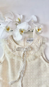 IVORY TULLE TRIM DRESS