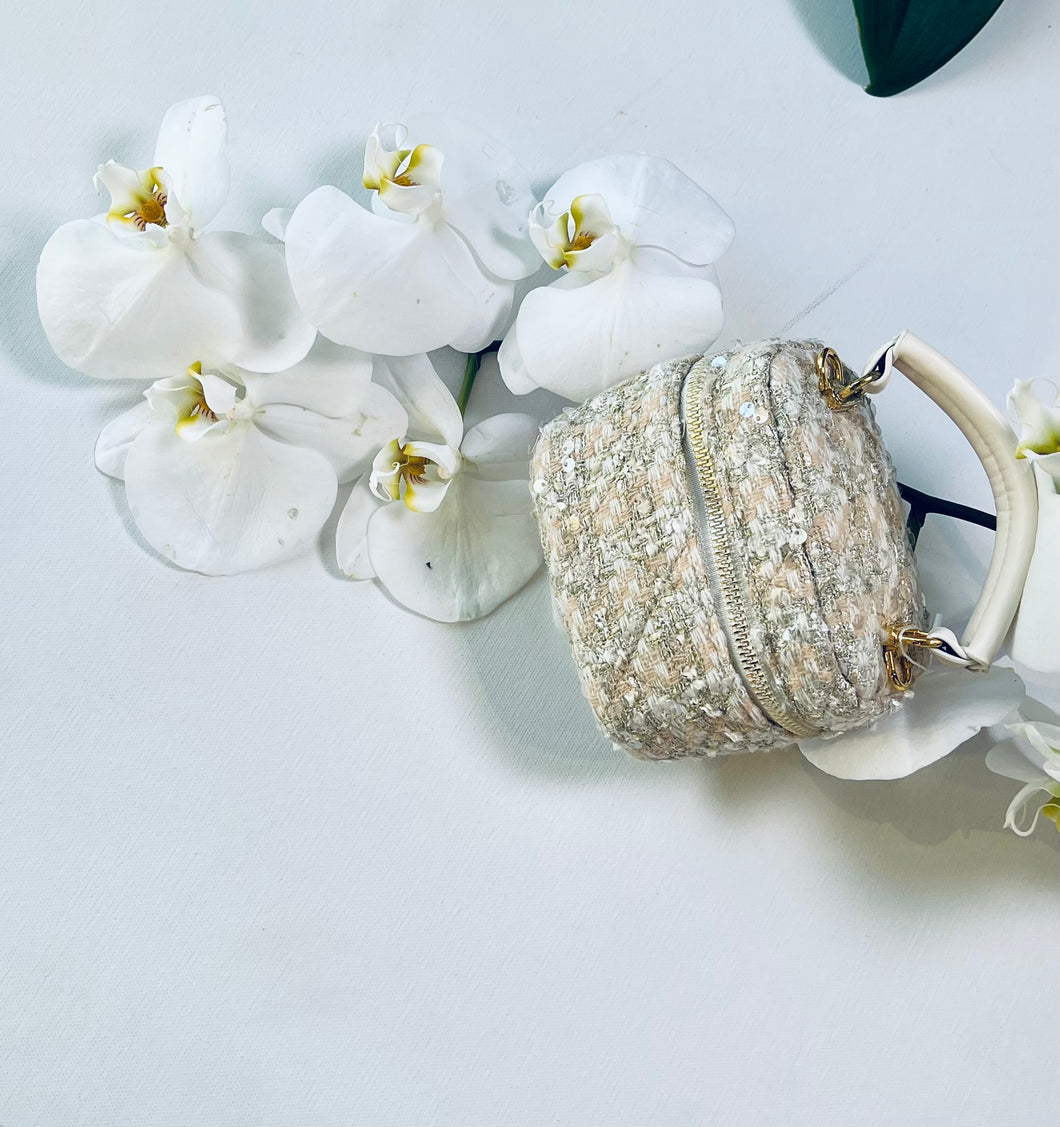 TWEED BOXED IVORY PINK PURSE