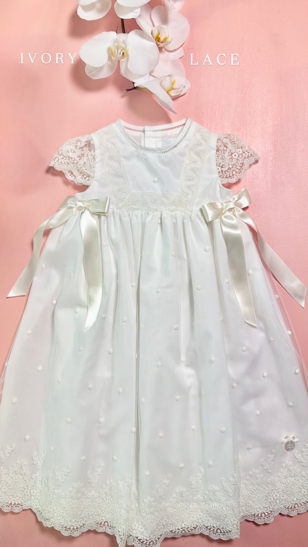 WHITE|IVORY BOWS LACE GOWN