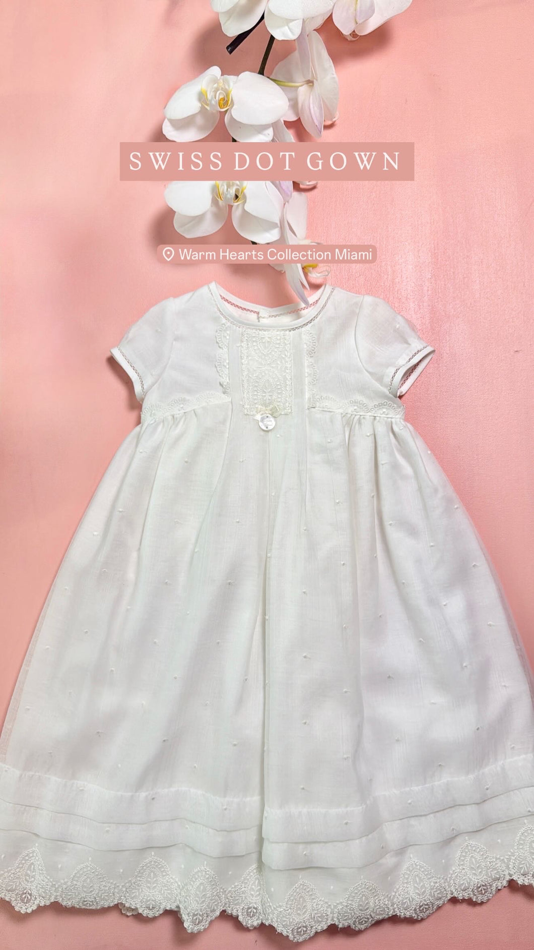 WHITE LACE SWISS DOT DRESS