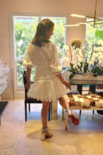 Load image into Gallery viewer, WHITE EYELET PUFF SLEEVE DRESS
