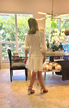Load image into Gallery viewer, WHITE EYELET PUFF SLEEVE DRESS
