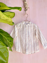 Load image into Gallery viewer, YELLOW|TAUPE STRIPED LINEN SHIRT
