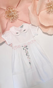 WHITE/PINK ROSEBUD DRESS