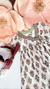 OLIVE|BURGUNDY FLORAL DRESS
