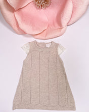 Load image into Gallery viewer, SOFT PINK/BEIGE KNIT LACE DRESS
