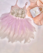 Load image into Gallery viewer, Lilac Tulle Tassel Dress w/ beads and pearls

