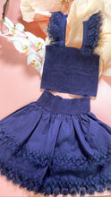 Load image into Gallery viewer, NAVY | WHITE LACE SKIRT SET
