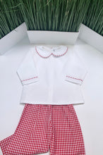 Load image into Gallery viewer, WHITE/RED GINGHAM PANTS SET
