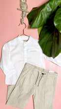 Load image into Gallery viewer, WHITE|LINEN STRIPED TROUSER SET

