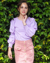 Load image into Gallery viewer, Lilac Puff- Sleeve Knit Top
