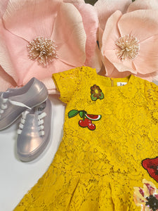 MUSTARD FLORAL LACE DRESS